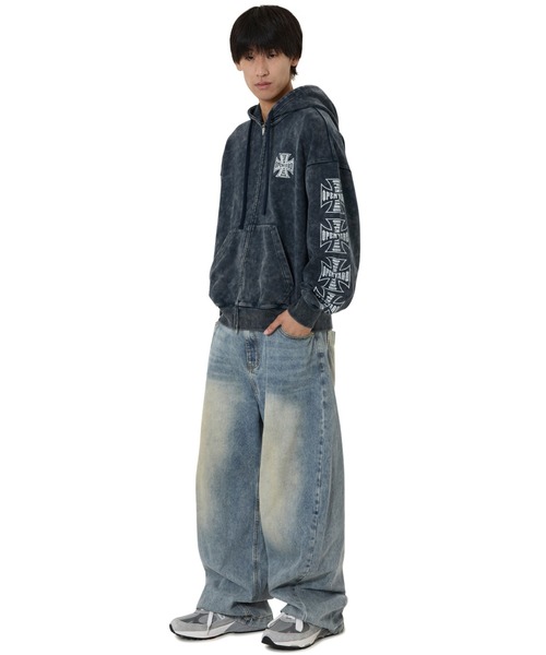 OY/オーワイ』CROSS FADE WASHED HOODIE ZIP UP/クロスフェード