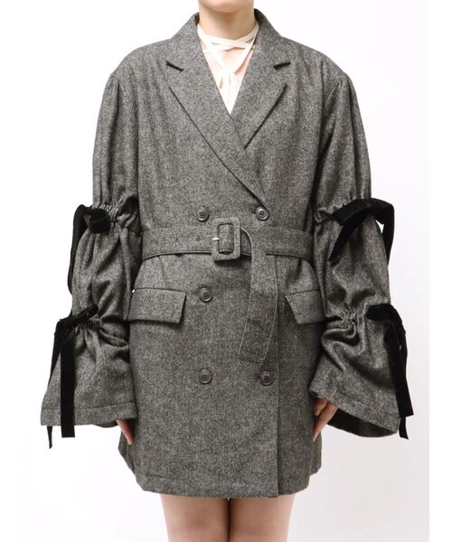 jouetie スリーブリボンジャケットコート グレー スリーブリボンジャケットコート（テーラードジャケット）｜jouetie