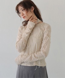 CLEIO | 【CLEIO】花ジャガードシアートップス FLOWER JACQUARD SHEER TOPS/980-14601(Tシャツ/カットソー)