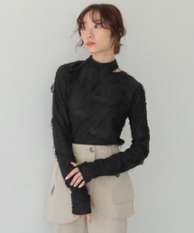 CLEIO（クレイオ）の「【CLEIO】花ジャガードシアートップス FLOWER JACQUARD SHEER TOPS/980-14601（Tシャツ/カットソー）」