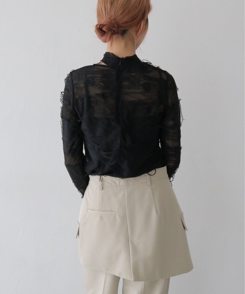 CLEIO（クレイオ）の「【CLEIO】花ジャガードシアートップス FLOWER JACQUARD SHEER TOPS/980-14601（Tシャツ/カットソー・レディース・ブラック/ライトベージュ・FREE）」の21枚目の写真