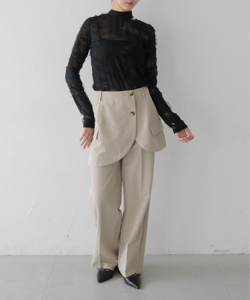 CLEIO（クレイオ）の「【CLEIO】花ジャガードシアートップス FLOWER JACQUARD SHEER TOPS/980-14601（Tシャツ/カットソー・レディース・ブラック/ライトベージュ・FREE）」の19枚目の写真