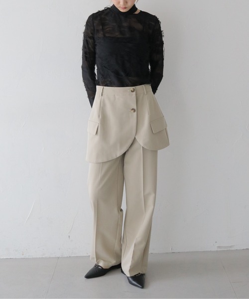 CLEIO（クレイオ）の「【CLEIO】花ジャガードシアートップス FLOWER JACQUARD SHEER TOPS/980-14601（Tシャツ/カットソー・レディース・ブラック/ライトベージュ・FREE）」の18枚目の写真