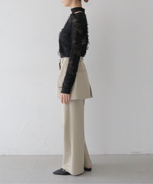 CLEIO（クレイオ）の「【CLEIO】花ジャガードシアートップス FLOWER JACQUARD SHEER TOPS/980-14601（Tシャツ/カットソー・レディース・ブラック/ライトベージュ・FREE）」の17枚目の写真