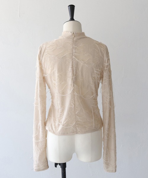 CLEIO（クレイオ）の「【CLEIO】花ジャガードシアートップス FLOWER JACQUARD SHEER TOPS/980-14601（Tシャツ/カットソー・レディース・ブラック/ライトベージュ・FREE）」の14枚目の写真