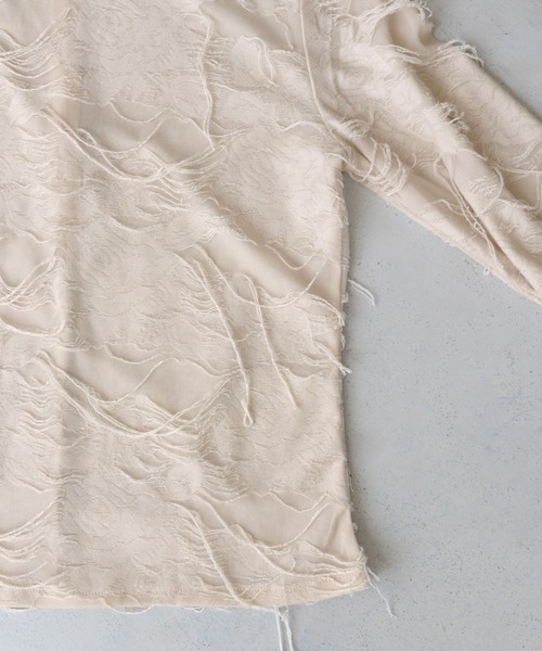 CLEIO（クレイオ）の「【CLEIO】花ジャガードシアートップス FLOWER JACQUARD SHEER TOPS/980-14601（Tシャツ/カットソー・レディース・ブラック/ライトベージュ・FREE）」の3枚目の写真