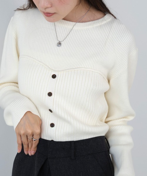 Bab(バブ)の「ビスチェライクニットトップス(ニット/セーター・レディース・レッド/ダークブラウン/アイボリー/杢グレー・FREE)」の18枚目の写真