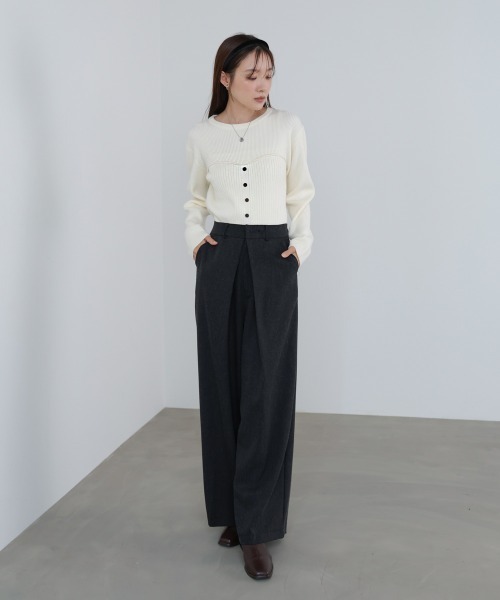 Bab(バブ)の「ビスチェライクニットトップス(ニット/セーター・レディース・レッド/ダークブラウン/アイボリー/杢グレー・FREE)」の17枚目の写真