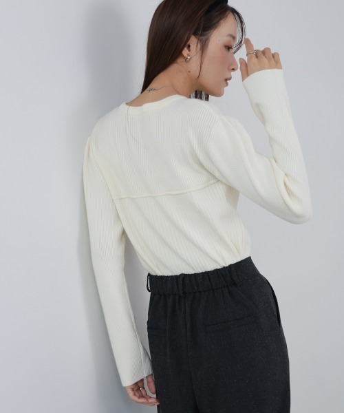 Bab(バブ)の「ビスチェライクニットトップス(ニット/セーター・レディース・レッド/ダークブラウン/アイボリー/杢グレー・FREE)」の19枚目の写真