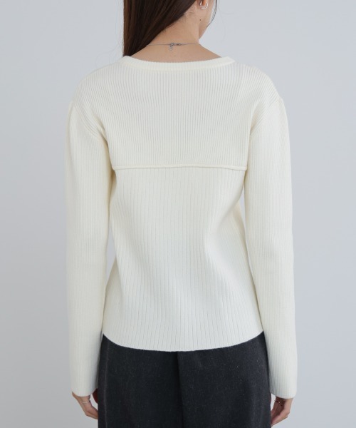 Bab(バブ)の「ビスチェライクニットトップス(ニット/セーター・レディース・レッド/ダークブラウン/アイボリー/杢グレー・FREE)」の21枚目の写真