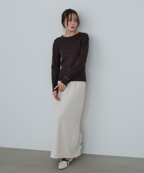 Bab(バブ)の「ビスチェライクニットトップス(ニット/セーター・レディース・レッド/ダークブラウン/アイボリー/杢グレー・FREE)」の5枚目の写真