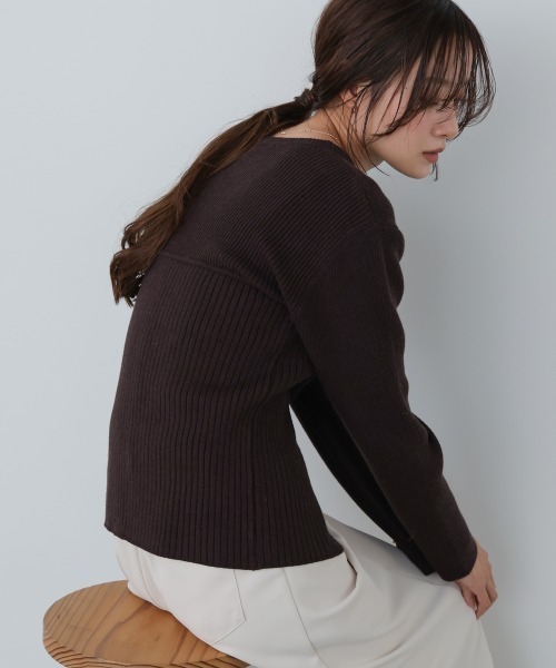 Bab(バブ)の「ビスチェライクニットトップス(ニット/セーター・レディース・レッド/ダークブラウン/アイボリー/杢グレー・FREE)」の7枚目の写真