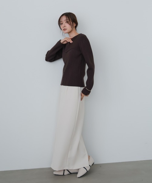 Bab(バブ)の「ビスチェライクニットトップス(ニット/セーター・レディース・レッド/ダークブラウン/アイボリー/杢グレー・FREE)」の6枚目の写真