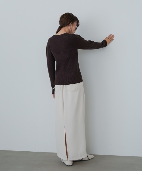 Bab(バブ)の「ビスチェライクニットトップス(ニット/セーター・レディース・レッド/ダークブラウン/アイボリー/杢グレー・FREE)」の9枚目の写真