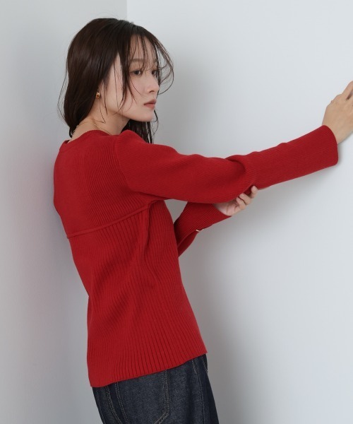 Bab(バブ)の「ビスチェライクニットトップス(ニット/セーター・レディース・レッド/ダークブラウン/アイボリー/杢グレー・FREE)」の10枚目の写真