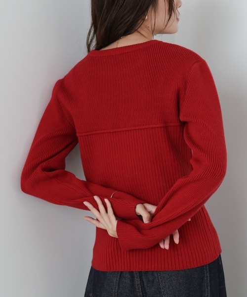 Bab(バブ)の「ビスチェライクニットトップス(ニット/セーター・レディース・レッド/ダークブラウン/アイボリー/杢グレー・FREE)」の15枚目の写真