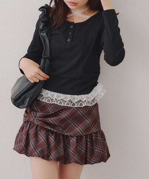 continuer de NICE CLAUP（コンティニューデナイスクラップ）の「レースホルターTOPS（Tシャツ/カットソー・レディース・ボルドー/ライトブルーグレー/ブラック/グレー・FREE）」の2枚目の写真