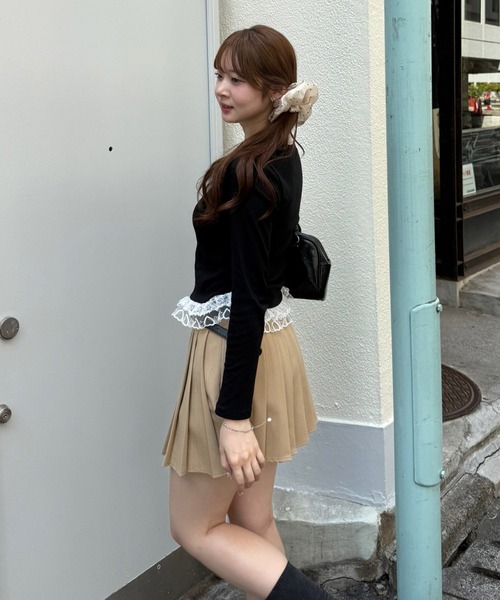 continuer de NICE CLAUP（コンティニューデナイスクラップ）の「レースホルターTOPS（Tシャツ/カットソー・レディース・ボルドー/ライトブルーグレー/ブラック/グレー・FREE）」の6枚目の写真
