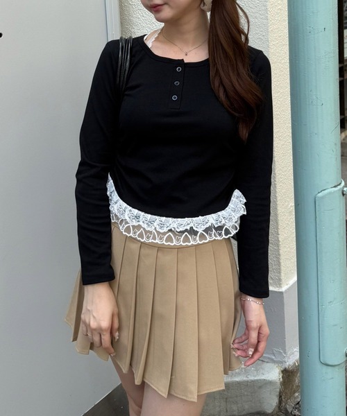 continuer de NICE CLAUP（コンティニューデナイスクラップ）の「レースホルターTOPS（Tシャツ/カットソー・レディース・ボルドー/ライトブルーグレー/ブラック/グレー・FREE）」の7枚目の写真