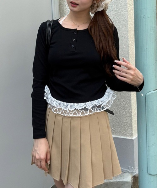 continuer de NICE CLAUP（コンティニューデナイスクラップ）の「レースホルターTOPS（Tシャツ/カットソー・レディース・ボルドー/ライトブルーグレー/ブラック/グレー・FREE）」の8枚目の写真