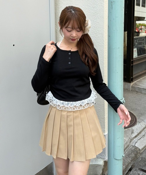 continuer de NICE CLAUP（コンティニューデナイスクラップ）の「レースホルターTOPS（Tシャツ/カットソー・レディース・ボルドー/ライトブルーグレー/ブラック/グレー・FREE）」の5枚目の写真