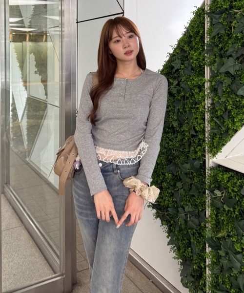 continuer de NICE CLAUP（コンティニューデナイスクラップ）の「レースホルターTOPS（Tシャツ/カットソー・レディース・ボルドー/ライトブルーグレー/ブラック/グレー・FREE）」の20枚目の写真