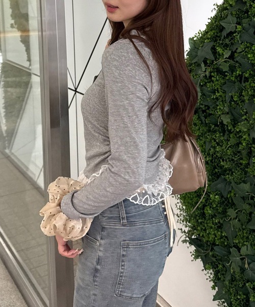continuer de NICE CLAUP（コンティニューデナイスクラップ）の「レースホルターTOPS（Tシャツ/カットソー・レディース・ボルドー/ライトブルーグレー/ブラック/グレー・FREE）」の19枚目の写真