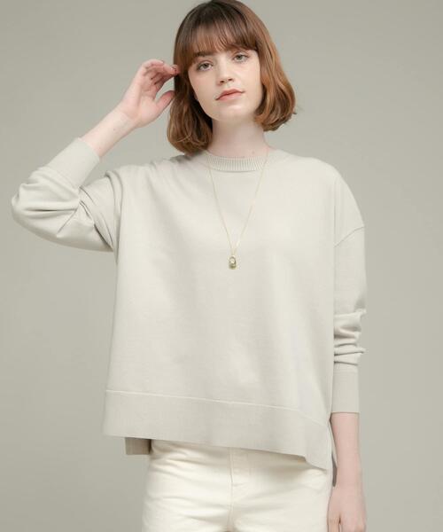 洗濯可』サイドスリットハイゲージプルオーバー（ニット