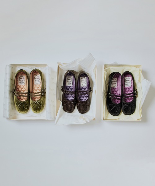 ROCKFISH WEATHERWEAR(ロックフィッシュウェザーウェア)の「SQUARE TOE TWO STRAP MARYJANE (VELVET)(バレエシューズ・レディース・ブラック/オリーブ/ピンク/ブラウン・24.5cm/24.0cm/23.5cm/23.0cm/25.0cm)」の13枚目の写真