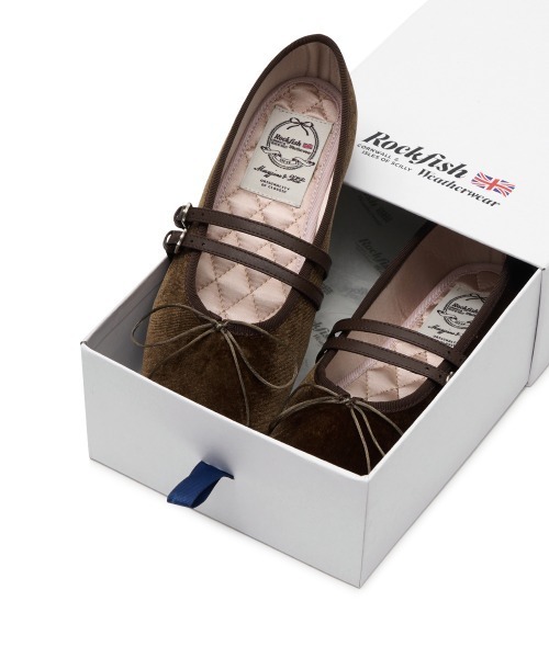 SQUARE TOE TWO STRAP MARYJANE (VELVET)（バレエシューズ）｜ROCKFISH