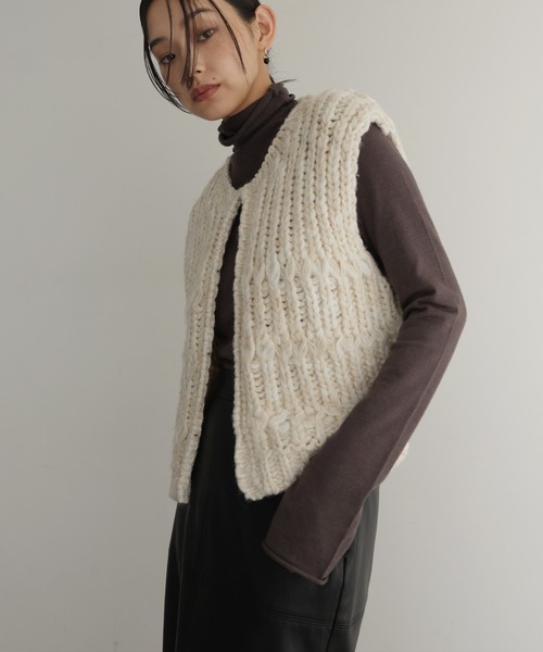 hellam（へラム）の「ミックスニットベスト（ベスト・レディース・アイボリー/ブルー・FREE）」の16枚目の写真