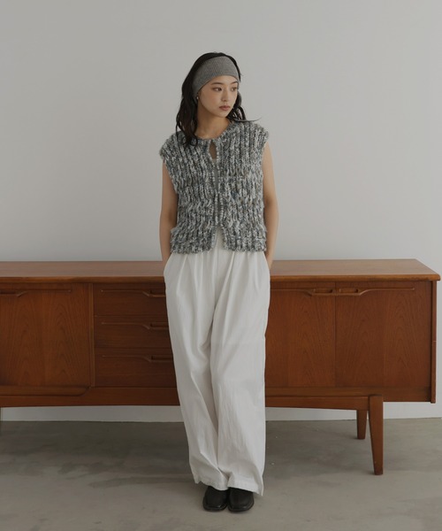 hellam（へラム）の「ミックスニットベスト（ベスト・レディース・アイボリー/ブルー・FREE）」の9枚目の写真