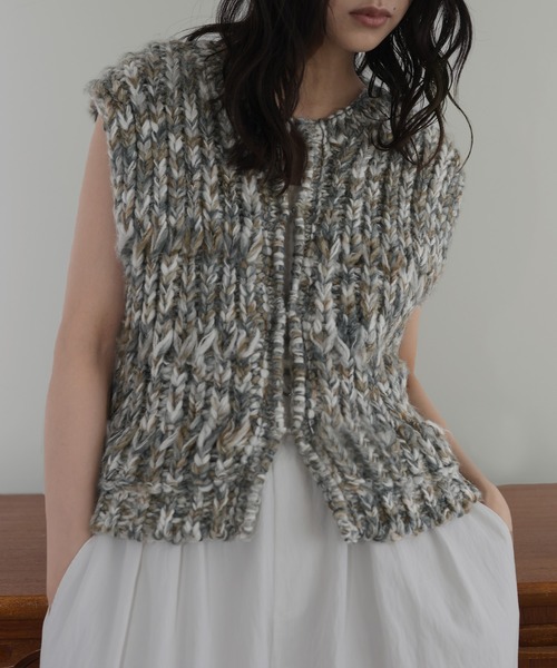 hellam（へラム）の「ミックスニットベスト（ベスト・レディース・アイボリー/ブルー・FREE）」の10枚目の写真