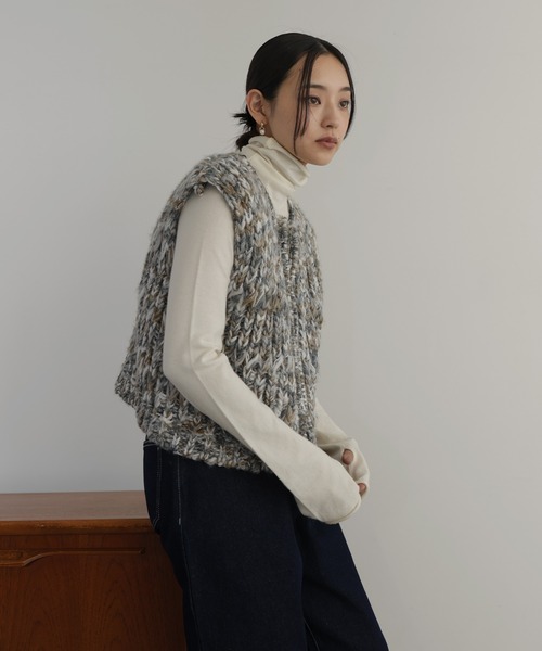 hellam（へラム）の「ミックスニットベスト（ベスト・レディース・アイボリー/ブルー・FREE）」の14枚目の写真