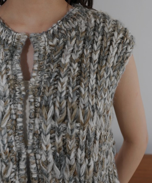 hellam（へラム）の「ミックスニットベスト（ベスト・レディース・アイボリー/ブルー・FREE）」の15枚目の写真