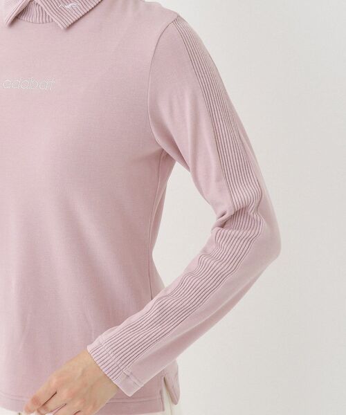 adabat(アダバット)の「【吸湿発熱/ストレッチ/エコ】サーモスムーススプリットネックプルオーバー(Tシャツ/カットソー・レディース・ブルー系その他/ピンク/ライトグレー系9/ホワイト・42/40/38/36)」の6枚目の写真