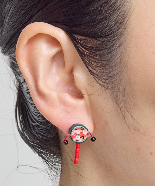 gargle(ガーグル)の「gargle ガーグル:JAPANシリーズ でんでん万華鏡 ピアス(ピアス(両耳用)・レディース・レッド/ネイビー・FREE)」の8枚目の写真