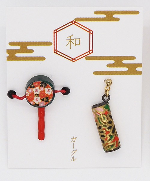 gargle(ガーグル)の「gargle ガーグル:JAPANシリーズ でんでん万華鏡 ピアス(ピアス(両耳用)・レディース・レッド/ネイビー・FREE)」の7枚目の写真