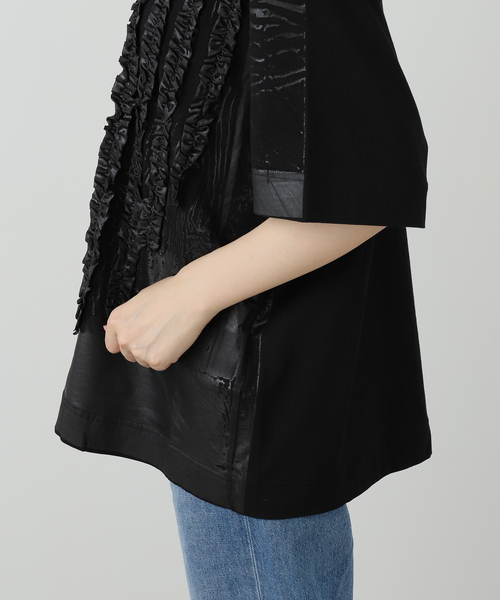 TAAKK(ターク)の「TAAKK RUFFLE PRINT T-SHIRTS TA825AW-JR092:Tシャツ(Tシャツ/カットソー・レディース・ブラック/ホワイト・MEDIUM)」の12枚目の写真