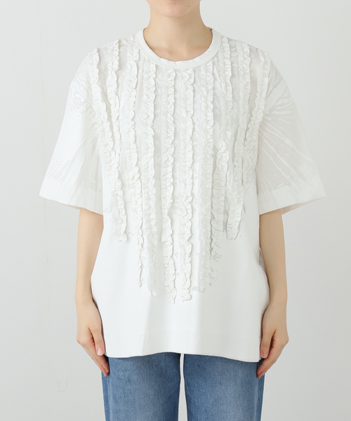 TAAKK(ターク)の「TAAKK RUFFLE PRINT T-SHIRTS TA825AW-JR092:Tシャツ(Tシャツ/カットソー・レディース・ブラック/ホワイト・MEDIUM)」の18枚目の写真