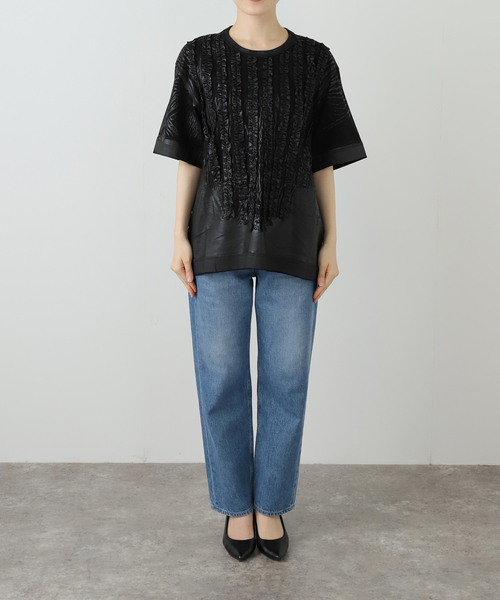 TAAKK(ターク)の「TAAKK RUFFLE PRINT T-SHIRTS TA825AW-JR092:Tシャツ(Tシャツ/カットソー・レディース・ブラック/ホワイト・MEDIUM)」の20枚目の写真