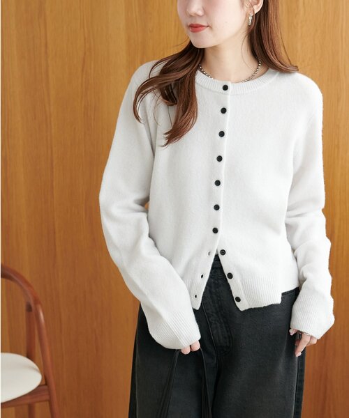 保温性!/高見え】ヤクブレンドクルーカーディガン（カーディガン