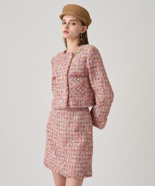 セットアップ対応商品】カラーミックスツイードショート