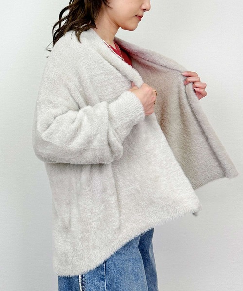 PICCIN（ピッチン）の「シャギーニットカーディガン（カーディガン/ボレロ・レディース・ブラック/ライトグレー/モカ・M）」の14枚目の写真