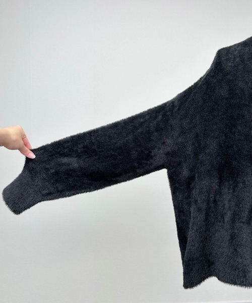 PICCIN（ピッチン）の「シャギーニットカーディガン（カーディガン/ボレロ・レディース・ブラック/ライトグレー/モカ・M）」の22枚目の写真