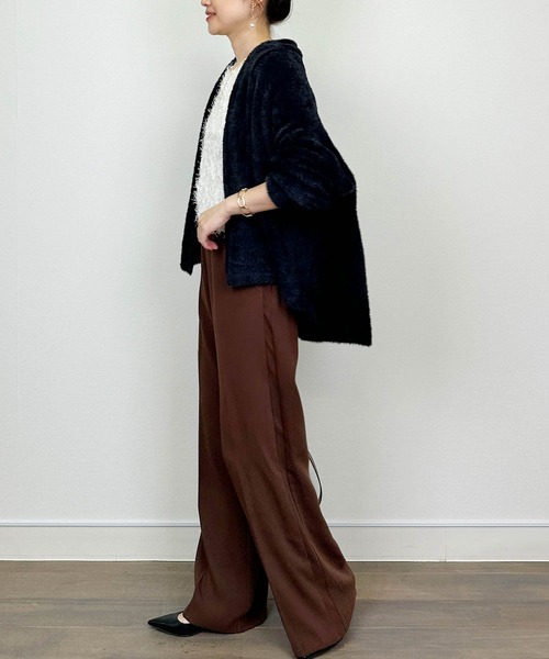 PICCIN（ピッチン）の「シャギーニットカーディガン（カーディガン/ボレロ・レディース・ブラック/ライトグレー/モカ・M）」の9枚目の写真