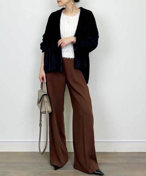 PICCIN（ピッチン）の「シャギーニットカーディガン（カーディガン/ボレロ・レディース・ブラック/ライトグレー/モカ・M）」の8枚目の写真