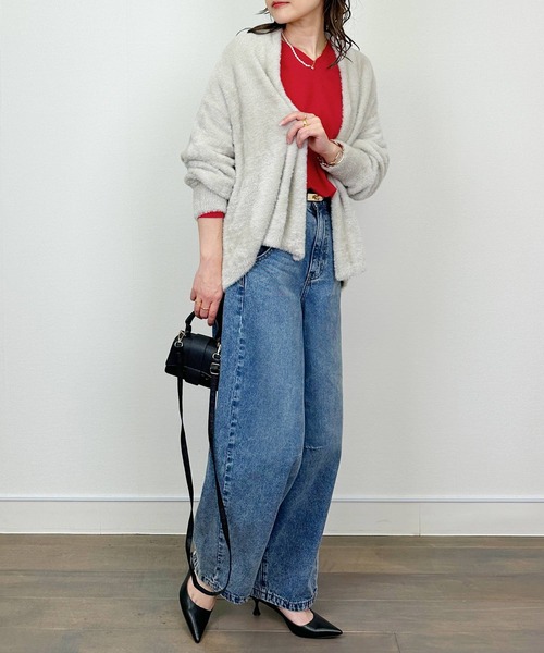 PICCIN（ピッチン）の「シャギーニットカーディガン（カーディガン/ボレロ・レディース・ブラック/ライトグレー/モカ・M）」の18枚目の写真