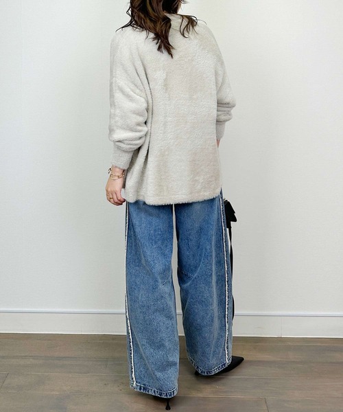 PICCIN（ピッチン）の「シャギーニットカーディガン（カーディガン/ボレロ・レディース・ブラック/ライトグレー/モカ・M）」の19枚目の写真