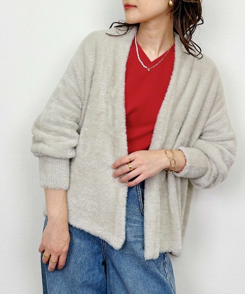 PICCIN（ピッチン）の「シャギーニットカーディガン（カーディガン/ボレロ・レディース・ブラック/ライトグレー/モカ・M）」の15枚目の写真